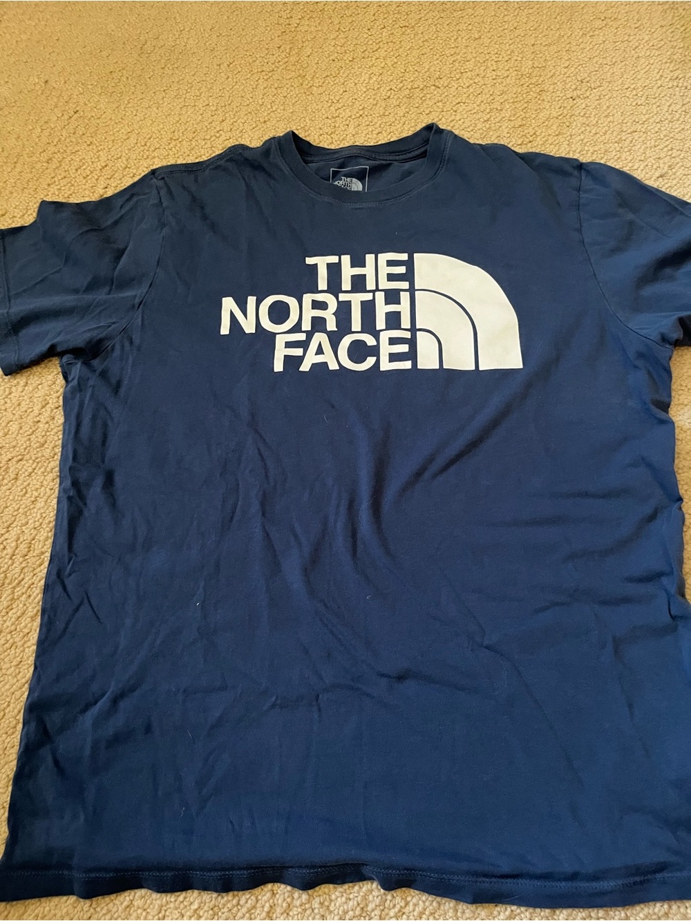 The North Face Navy Short-Sleeve Logo Tee with White Print